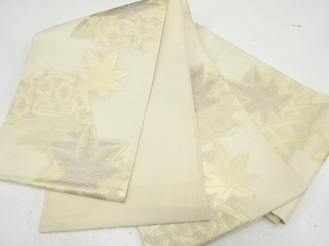  アンティーク　絽　楓に光悦垣模様織り出し袋帯（材料）